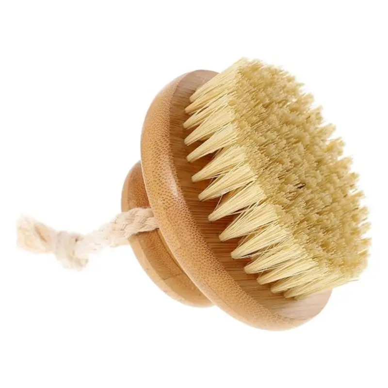 Bamboo Bath Brush with Sisal Bristles - Round Personal Bath Accessory, Exfoliating Body Scrubber for Shower, Back & Hard-to-Reach Areas Deep Cleanse Eco-Friendly Tool, Accessories
