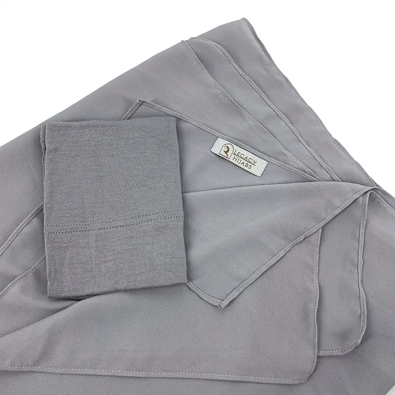 Light Grey Top Quality Chiffon & Undercap Set