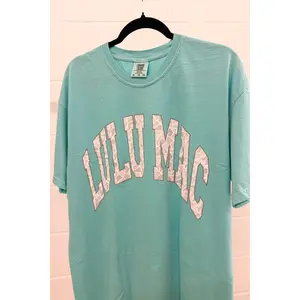 Lulu Mac Grey Camo Logo Tee, Chalky Mint