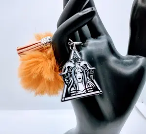 The Caster, Spell Goddess Acrylic Keychain with fur and tassel charm