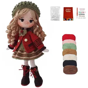 1Set Princess Crochet Kit for Beginners, Beginner Crochet Kit for Adults with Step-by-Step Text Tutorials, Girl DIY Knitting Kit, Cute Funny  Home Decorative Ornaments, Birthday Valentine's Day Festival Gifts