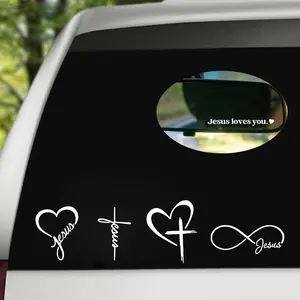 Heart & Cross Pattern Car Sticker, Creative Car Glass Sticker, Vehicle Exterior Decoration, Car Exterior Accessories for Men & Women Car Decoration, Truck Decals, Vinyl Waterproof Decals, Car Decorative Sticker