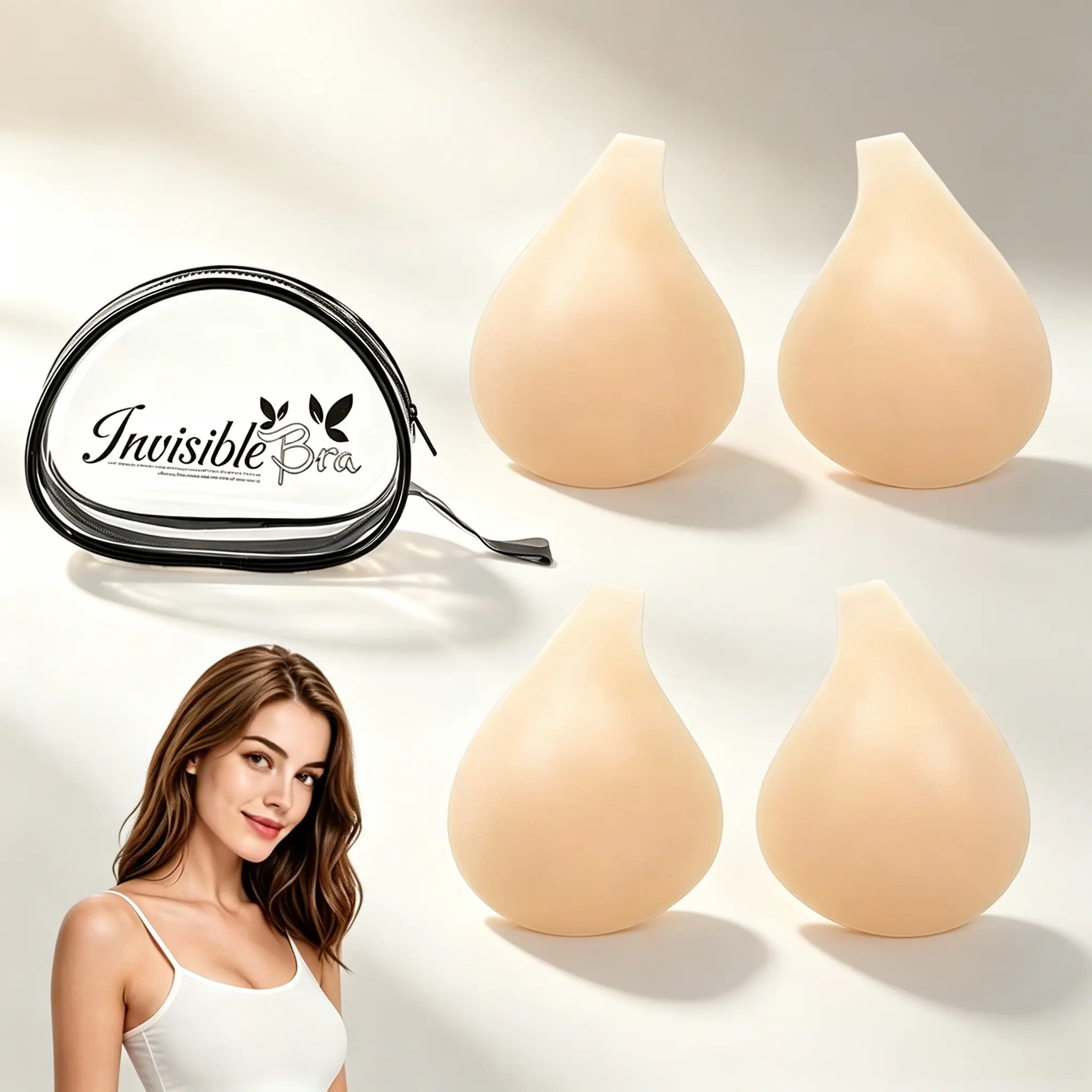 Women's Reusable Silicone Sticky Push-Up Bra - Seamless, Invisible, Strapless, Backless for Daily Wear, Deep V Dresses, Party Outfits
