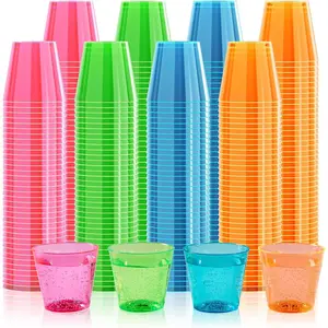 300Pack 1 Oz Plastic Shot Glasses Set, Neon Party Mini Shot Glasses Bulk, Durable and , Small Disposable Plastic Cups for , , and More