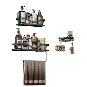 3 PCS Shower Caddies  - Adhesive Hanging Shower Shelf - Bathroom Organizers and Storage, No Drilling Stainless Shower Shelves for Home Decor, Bathroom Accessories