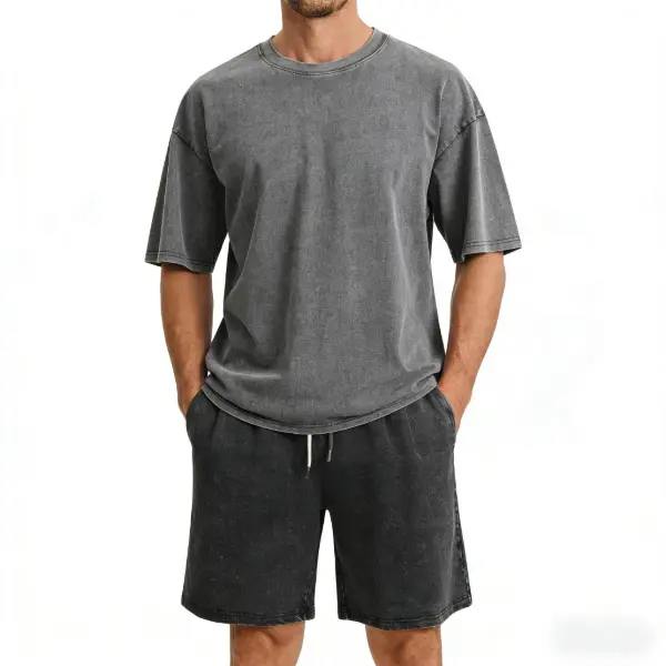 Grey + washed black shorts