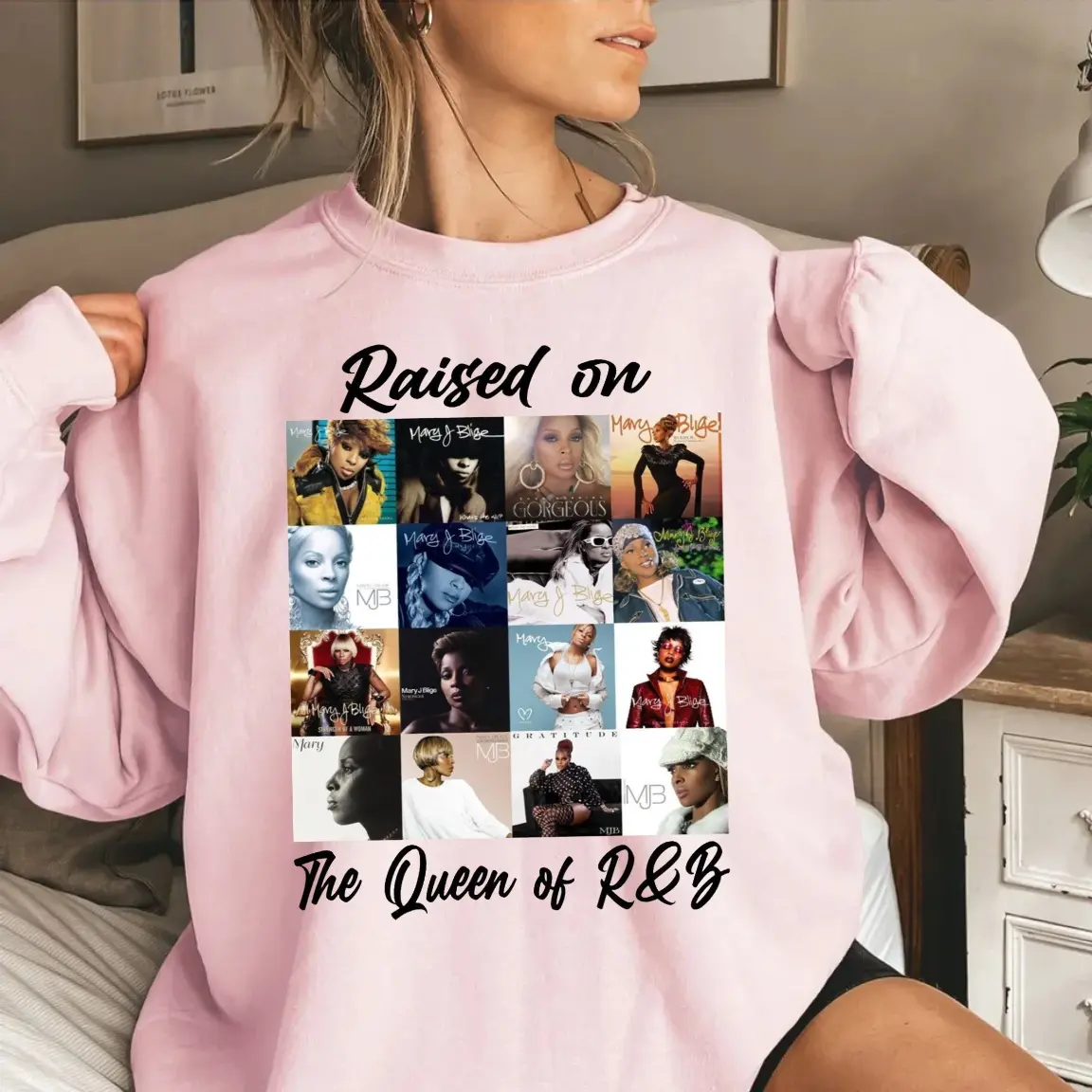 Raised On The Queenn Of R&B Tshirt Sweatshirt Hoodie, 90s Album Cover Sweatshirt, Gift For Fans, Unisex Sweater Pullover Tee
