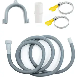 10 FT Washing Machine Drain Hose Extension, Universal Washer Drain Hose Extension Fited Up To 3/4-1 1/2 inch Washing Machine Hose with Clamps, Extension Adapter and U-Bend Hose