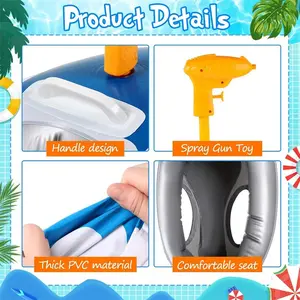 Inflatable Airplane Pool Float with Water Gun & Steering Wheel - Fun Ride-On Toy for Kids, Toddlers & Family Pool Games | Durable PVC Swimming Ring with Safety Seat & Backrest | Perfect for Beach, Lake, Water Park & Summer Outdoor Play | Easy Inflation &