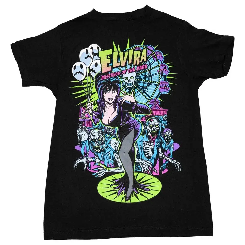 Vintage Horror Carnival Graphic Tee - Zombie Ferris Wheel Spooky Design for Halloween Parties, Horror Conventions & Goth Fashion Events - Soft Cotton Retro T-Shirt with Classic Scary Art