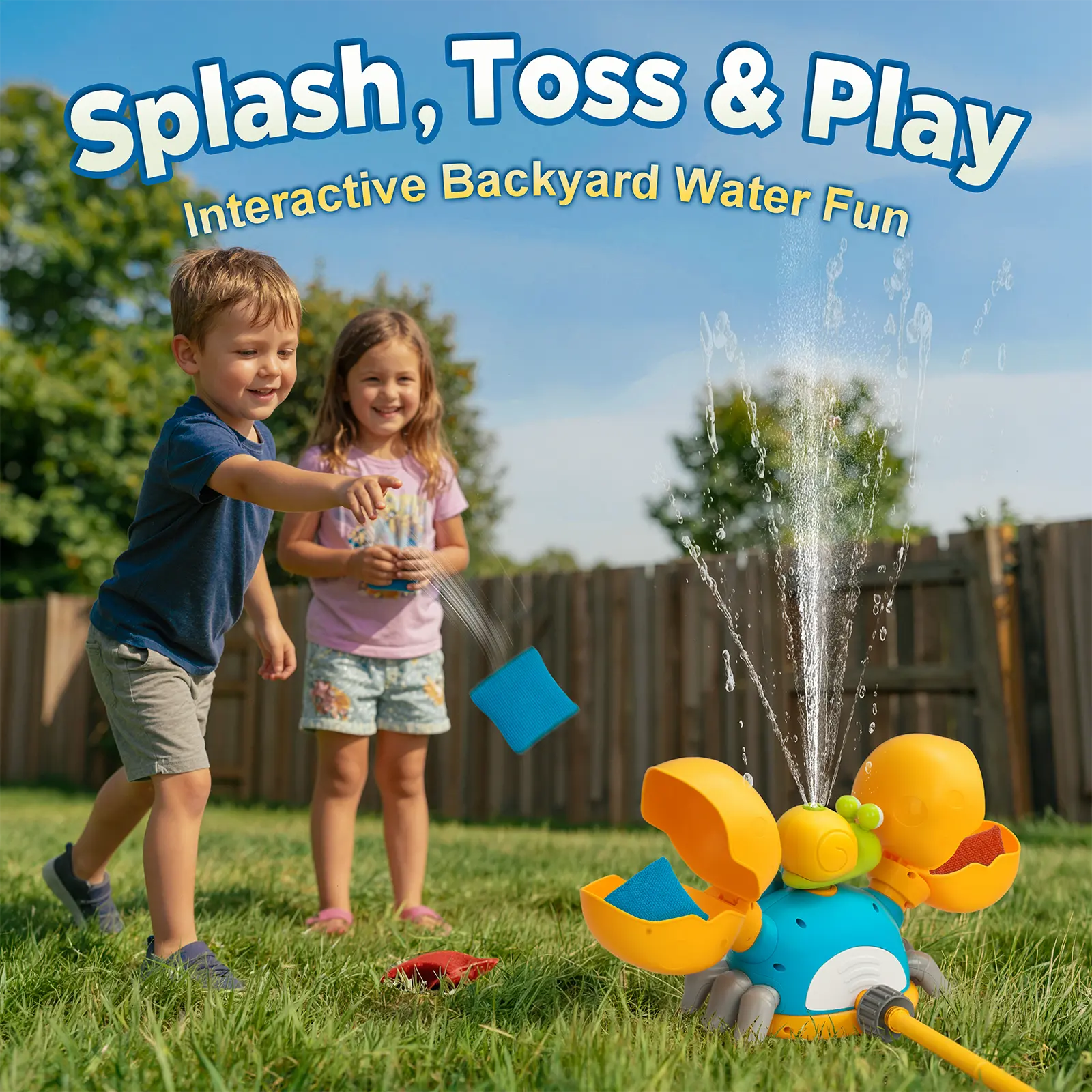 2026 Summer Hot Crab Water Spray Baseball Toy | 3-in-1 Splash & Batting Game with 360° Spray | Easy Setup Backyard Water Fun for Kids Ages 3-12