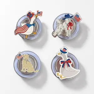 Patriotic Dog & Goose MagSafe Phone Grip Set, Magnetic Pop Socket Kickstand, American Flag Animal Phone Holder Gift for 4th of July
