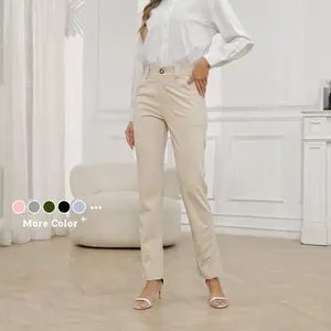 KICZOY Women's Stretch Business Straight Leg Dress Pants with Pockets Wear to Work Casual Suitpants