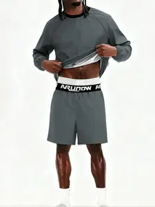 Men Sauna Suit Sweat Suits, Workout Set, Workout Clothes, Sauna Sportswear, Durable Gym Exercise Workout Jacket, Includes Sauna Shorts, Ideal for Fitness Enthusiasts
