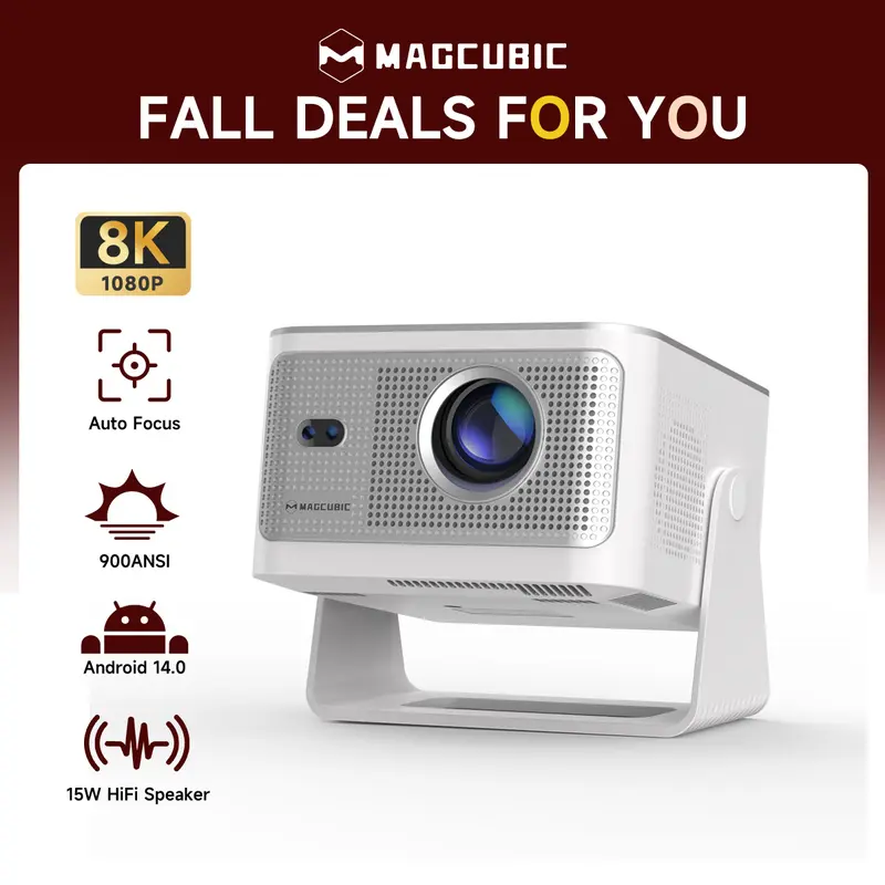 [US warehouse] Magcubic HY350MAX Projector 900ANSI Auto Focus 8K Decode Android 14 Allwinner H726 Built-in 15W HiFi Speaker Dual WiFi6 BT5.4 Native 1080P Portable Smart Home Cinema Movie Night Gift Projectors For Bedroom #TechVibes