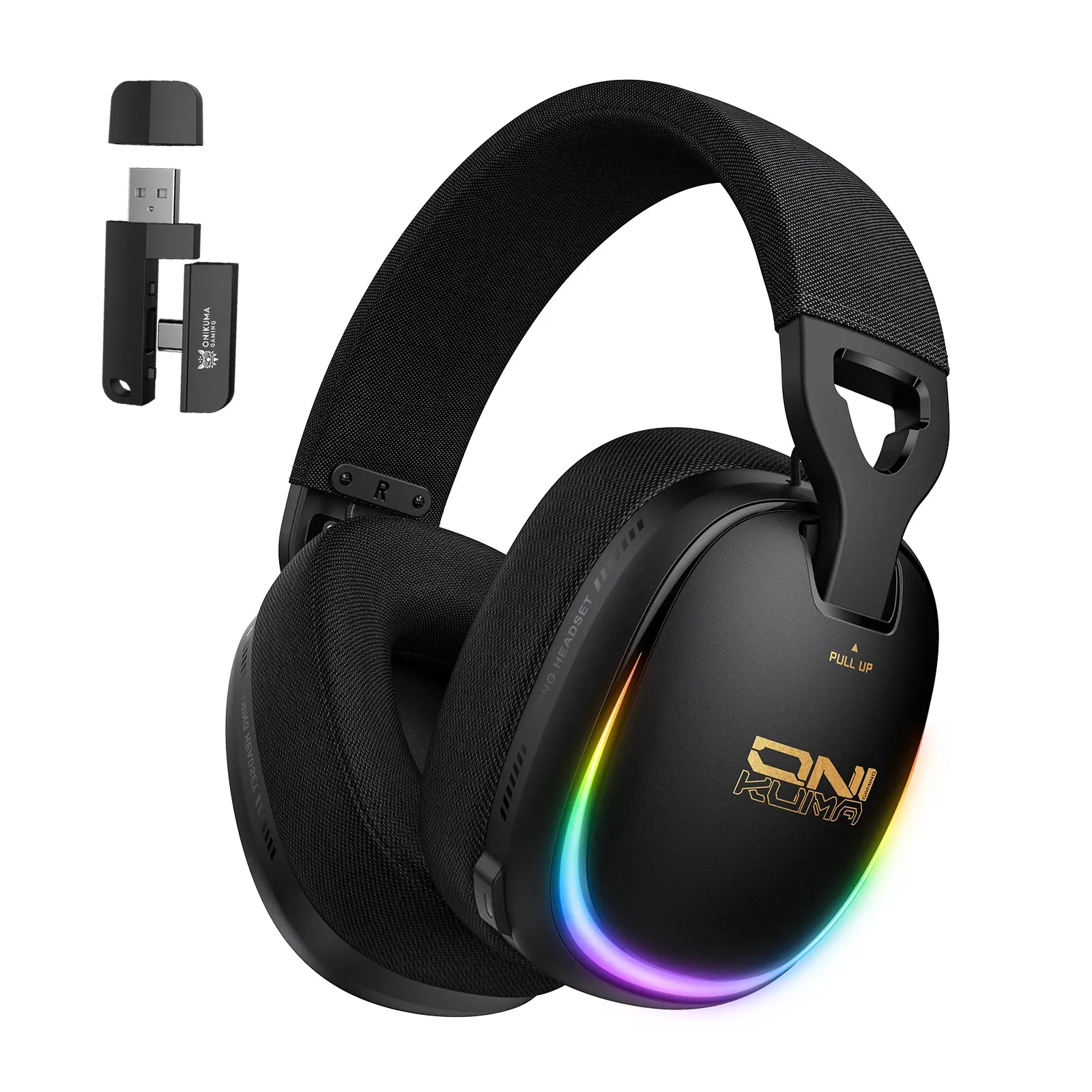 Onikuma Wireless Gaming Headphones V5.4, Pc Headset, Headphones For Pc, 7.1 Audio RGB, 1000mah Long Battery, PC & Laptop Compatible, Non-Waterproof, Plastic Material, Gaming Headsets, Gaming Pc Accessories