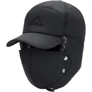 Winter Warm Hat for Men & Women Trapper Hats with Ear Flap Face Cover Thermal Fur Trooper Hat Windproof Snow Ushanka Hat Adjustable Elastic Strap Cold Weather Hat Polyester Hat