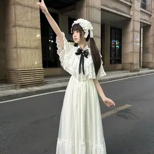 2025 French Elegant Bow Lace Patchwork Party Dress Sweet Lolita Puff Cake Dress Slim One Piece Dress Korean Vintage Clothing