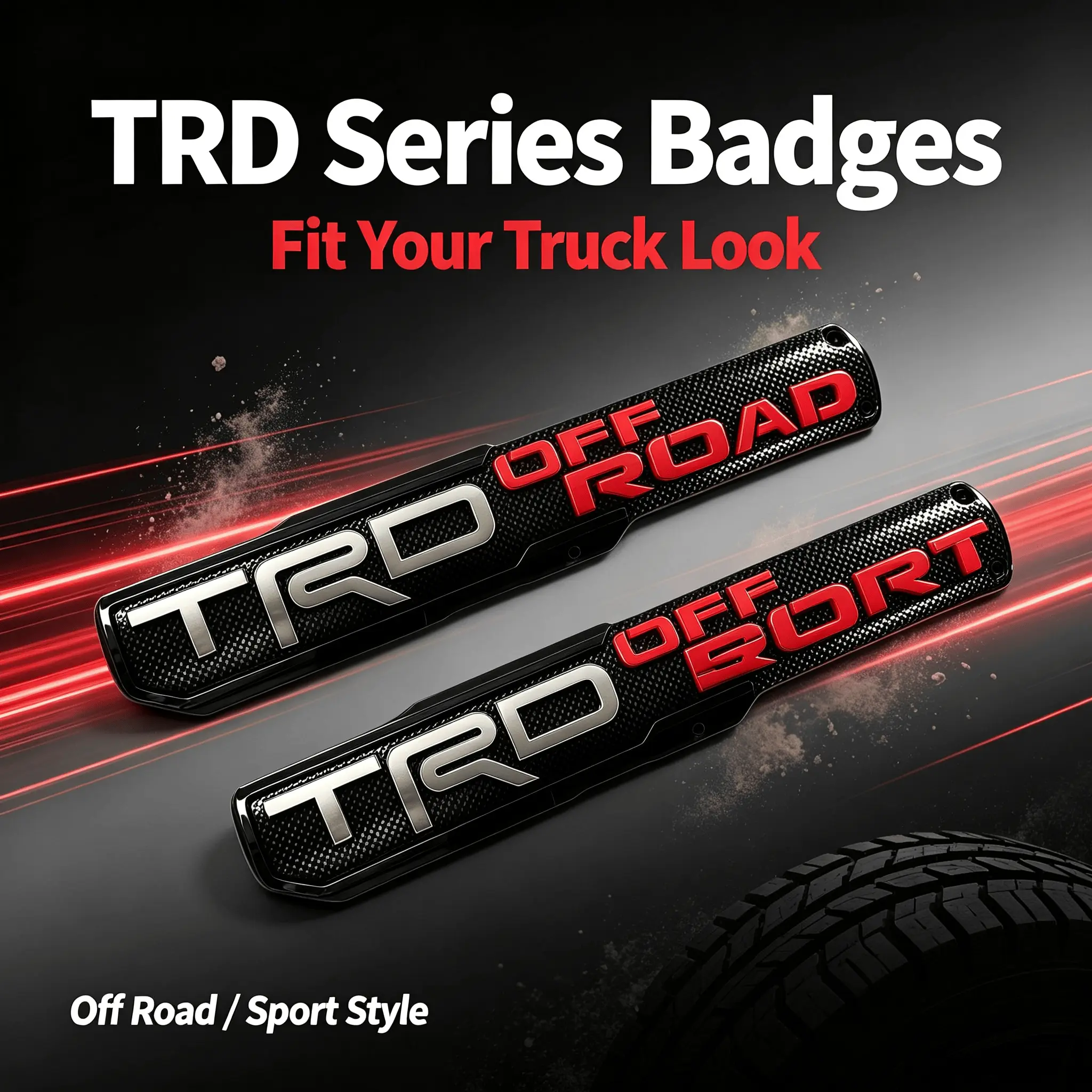 Carbon Fiber TRD Off-Road Sport Badge, Replacement Car Door Emblem for Toyota Tacoma, Tundra Trucks