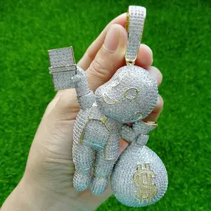5 Colors Large Size High Quality Brass CZ Stone Pendant Bling Bling Iced Out Hip Hop Necklace Jewelry