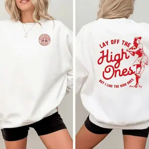 (Sale Off Up To 50%) Women's Comfy Light Street Style Cotton Fabric Garment - "A League of Their Own" Movie Fans "Lay Off The High Ones" Red T-Shirt, Relaxed Fit Hoodie & Sweatshirt