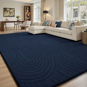 FAMVAL Large Size Fluffy Rainbow Rug Plush Area Rug Non-slip Soft Shaggy Ultra-comfortable Cool Carpet Mats for Living room Bedroom Nursery Home Decor Navy Blue