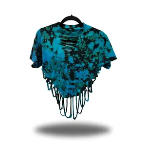 ROAD RASH BLUE & BLACK TIE DYE CROP TOP