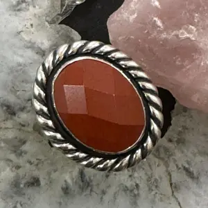 Carolyn Pollack Sterling Silver Oval Faceted Carnelian Ring Size 6.5 For Women
