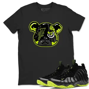 Unisex T-shirt to match Jordan Foamposite One Black Volt - Foamposite Bear. 100% Cotton for Casual Wear. Comfortable Summer Unisex T-Shirt to match Jordan Sneaker. Streetwear Style. urban outfitters