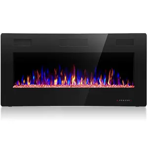 36 Inch Electric Fireplace in-Wall Recessed and Wall Mounted, Fireplace Heater and Linear Fireplace with Multicolor Flame, Timer, 750/1500W Control by Touch Panel & Remote electric fireplace