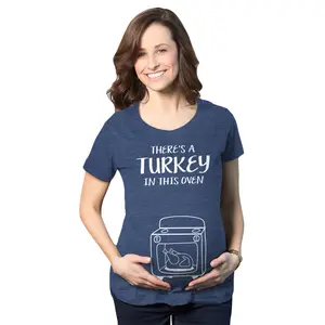 Maternity Theres A Turkey In This Oven Pregnancy T Shirt Funny Thanksgiving Tee Funny Graphic Maternity Tee Cute Pregnancy Tees With Plus Sizes Pregnant Thanksgiving Maternity Wear Funny Food Short Sleeve Navy