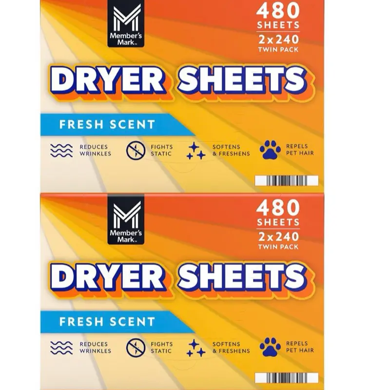 Member's Mark Fabric Softener Dryer Sheets, Fresh Scent, 480 ct.