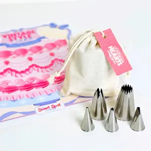 Vintage Cake Decorating Piping Practice Kit with 5 Nozzles, 8 Piping Bags, Durable Practice Sheet, & Free Video Guide Bakeware Reusable Gift Idea