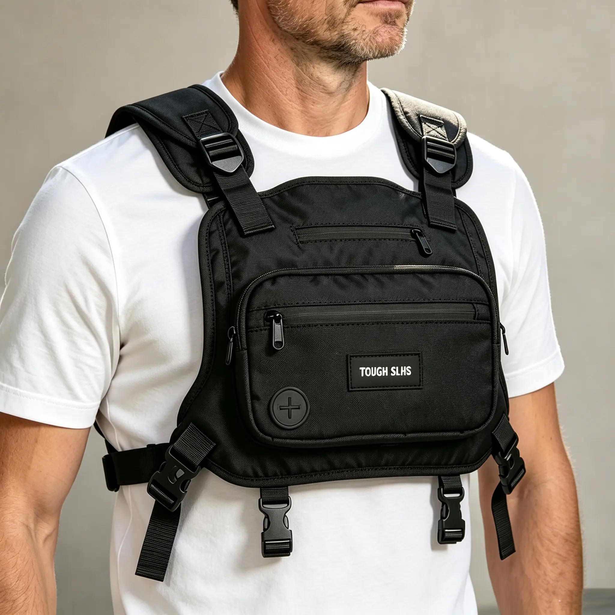 Workwear Vest Crossbody Bag, Casual Lightweight Men'S Chest Bag, Functional Vest Bag, Multifunctional Wearable Chest Bag