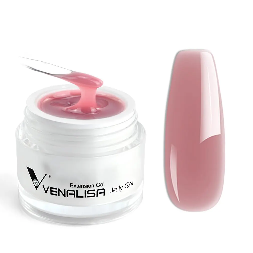 VENALISA Builder Nail Gel, 50ml Jelly Nude Pink Hard Gel for Nails Extension Gel Nail Polish Jelly Strengthener Gel Polygel Nail Art Manicure