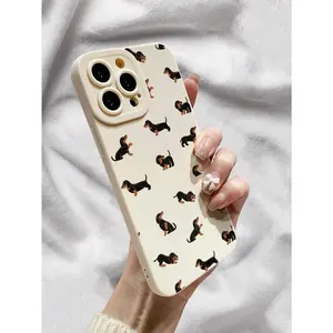 Dachshund Pattern Liquid Silicone Phone Case, Full Body Protection, Shock-Proof And Drop-Proof, TPU Soft Rubber Material, Compatible With IPhone 17&Samsung 25
