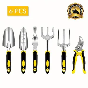 6 garden job gifts, men's and women's cast aluminum outdoor hand tool kits, including a trowel transplanter weeder hand fork cultivator