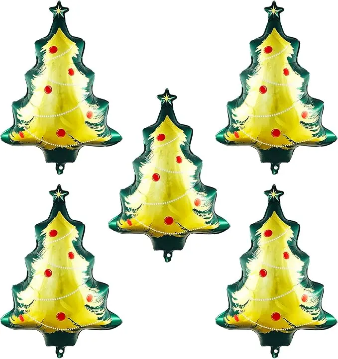 5Pcs Golden Christmas Tree Balloons Christmas Balloons for Christmas Party Supplies Birthday Party Decoration