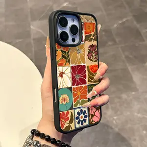 Chic Magnetic Case for iPhone11/12/13/14/15/16/17/promax Floral Tile Collage MagSafe Ready, Anti-Slip, Ultra Thin | Aesthetic Touch for Daily Use