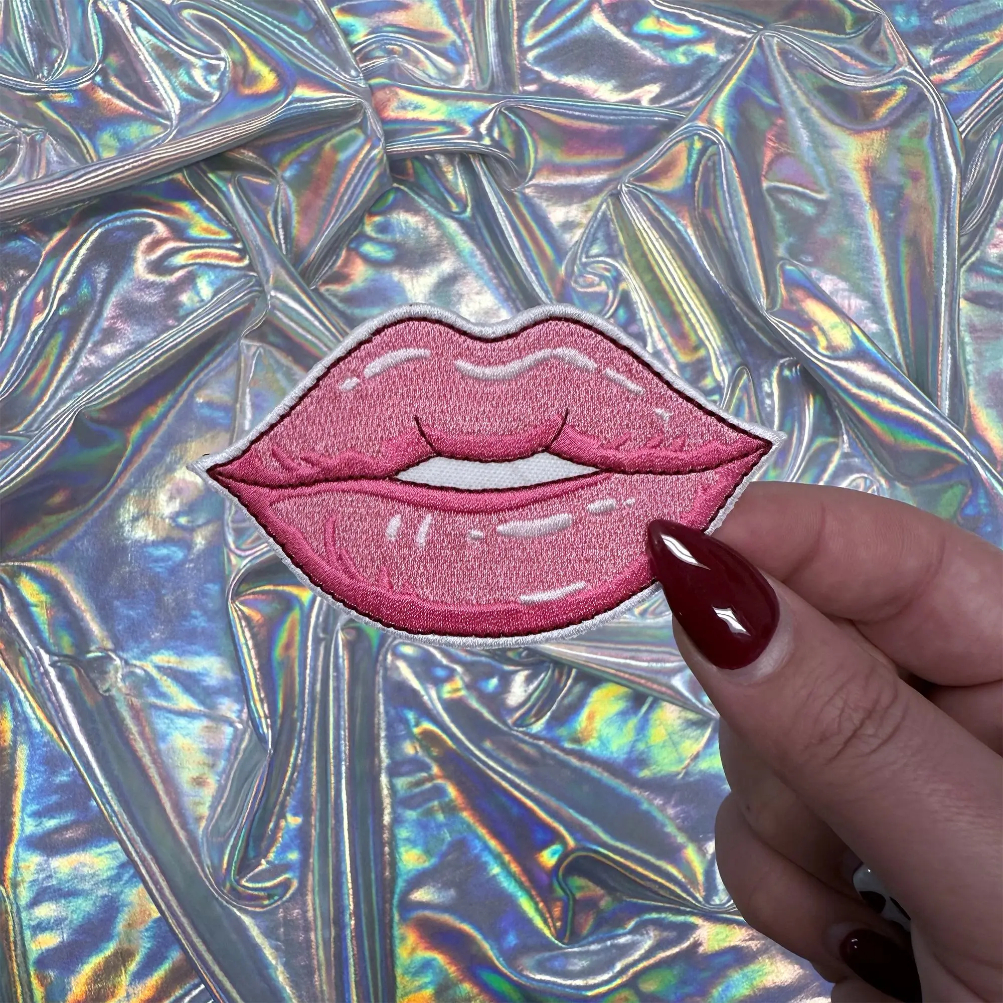 Pink Lips Iron On Patch