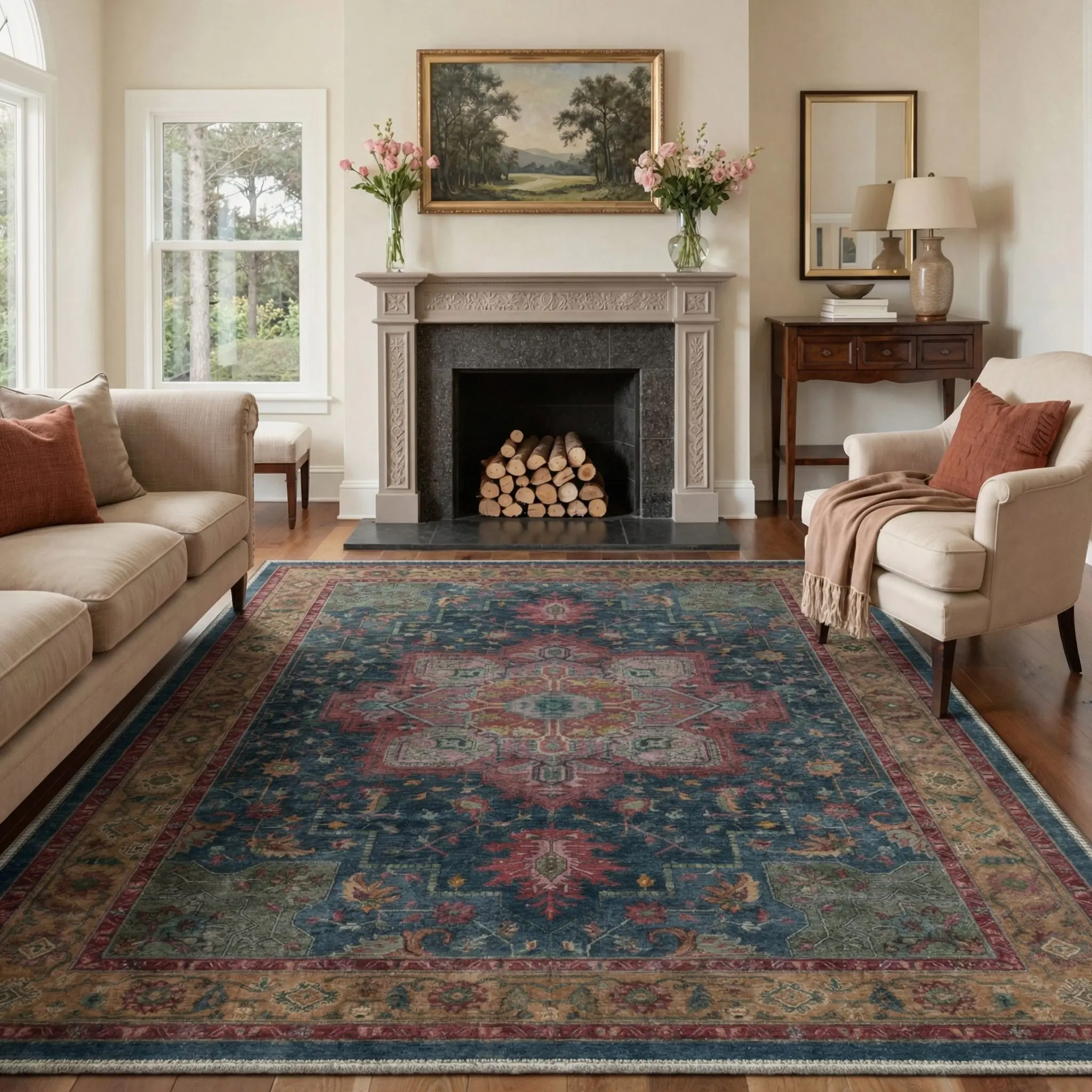 【Deals For You Days】GENIMO Area Rug – Machine Washable, Pet Friendly, Non-Slip Floor Rug, Soft Home Carpet, Perfect for Living Room, Bedroom, Kitchen, Hallway Decor ,AR1005-V4BR