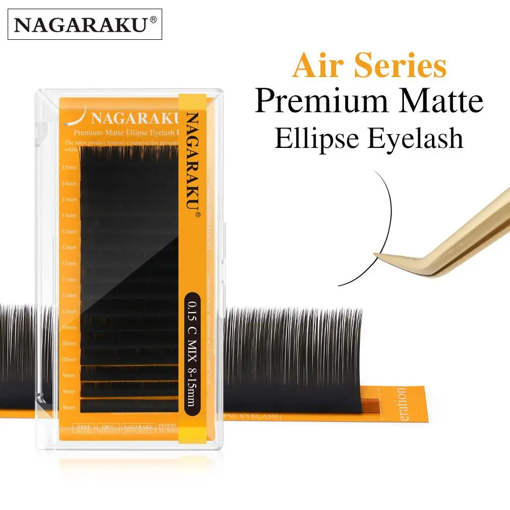 NAGARAKU Flat Lashes Ultra Soft  Feather Light Matte Finish Innovative Ellipse Shape Superior Flexibility Eyelash Extensions 2026 New