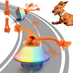 Interactive Dog Toy with 7 Rainbow LED Lights 360° Rotating USB Rechargeable Ball 2 Modes for Small Medium Dogs Cats with Detachable Silicone Shell