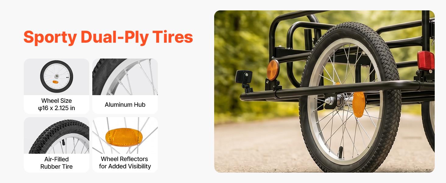 VEVOR Bike Cargo Trailer 88 lbs Load 2-in-1 Pushcart Folding Bicycle Wagon, Heavy-Duty Cart with 16-Inch Wheels, Reflectors, Carbon Steel Frame, Foldable Compact Storage, Fits 22-28 in Bike Wheels VEVOR Bike Cargo Trailer 88 lbs Load 2-in-1 Pushcart Folding Bicycle Wagon, Heavy-Duty Cart with 16-Inch Wheels, Reflectors, Carbon Steel Frame, Foldable Compact Storage, Fits 22-28 in Bike Wheels