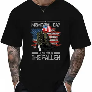 100% Cotton Memorial Day Remember The Fallen T-Shirt Women Men Outdoor Casual Short Sleeve Comfortable And Versatile