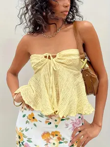 Women's Solid Color Crop Tube Top, Casual Fashion Sleeveless Crop Top for Summer, Women's Clothing for Daily Wear, Casual Elegant Sleeveless