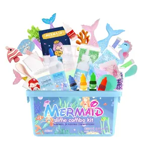 Kids Adults Mermaid Slime Kit DIY Clear Cloud Slime with Glitter Stress Relief Squishy Playdough Set for Creative Play