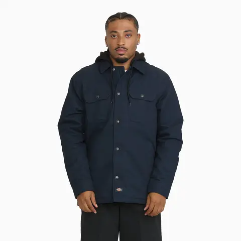 Dickies | Insulated Duck Hooded Shirt Jacket,100% Cotton,Insulated Lining,Hooded,Comfortable,Easy Layering,Classic Workwear Style