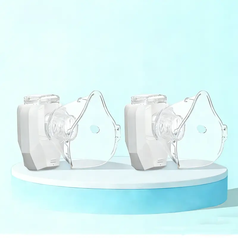 2PCS Handheld Ultrasonic Nebulizer - 400mAh Rechargeable/USB Powered, Adjustable, Compact Self-Cleaning, Moisturizing Handheld Humidifier with Face Mask & Mouthpiece for Adult Respiratory Care, Home/Travel Portable Use