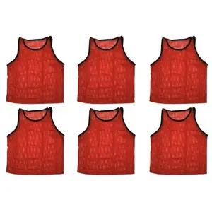 BlueDot Trading Youth Nylon Mesh Scrimmage Training Pinnie Vest for Team Practice for Children�s Sports Soccer, Football, Basketball, Lacrosse, Red, Quantity 6